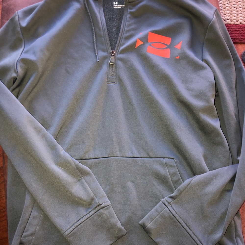 Under Armour Gray Quarter Zip Pullover with Orange Logo